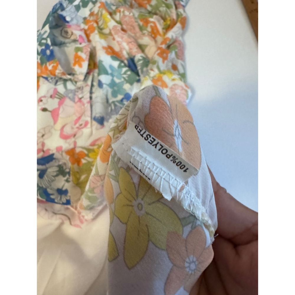 Arthur Jane Claire Floral Patchwork Mini Dress Multicolor Ruffle Hem Womens L g3 - Picture 4 of 9
